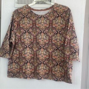 Laura Scott Multicolor Paisley Blouse 2X